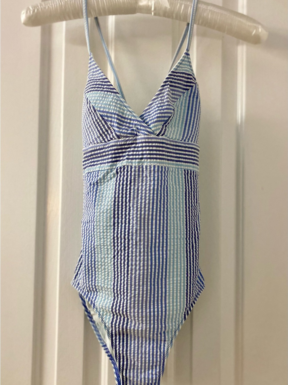 Vineyard Vines Blue and White Striped One-Piece Swimsuit